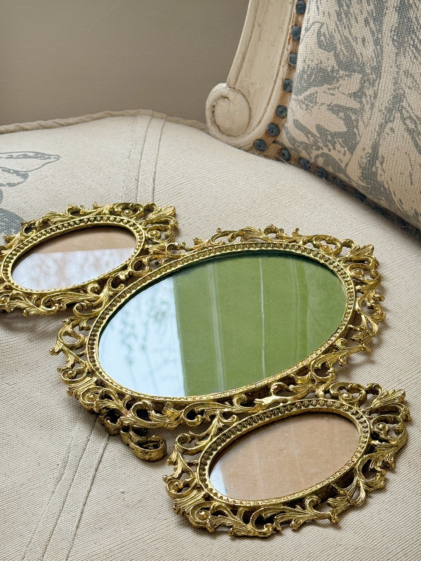 Vintage Three Oval Portrait; Hanging or Standing