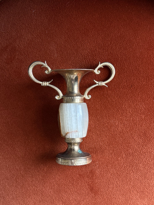 Small Onyx Bud Vase, Italy, Brass