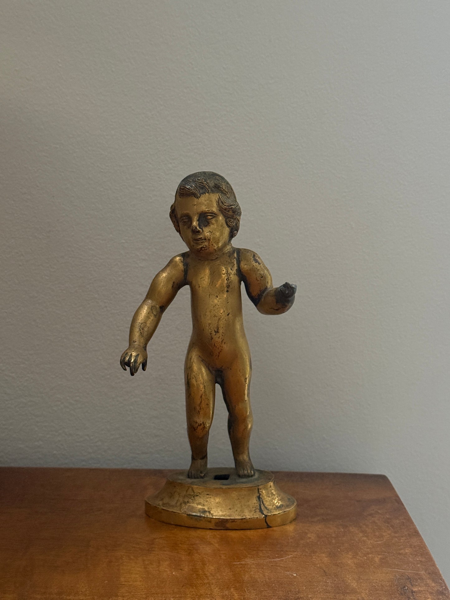 Architectural Salvage Gilt Bronze Freestanding Cherub