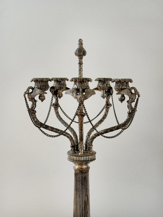 Antique Silver Plated Empire Swan Candelabra