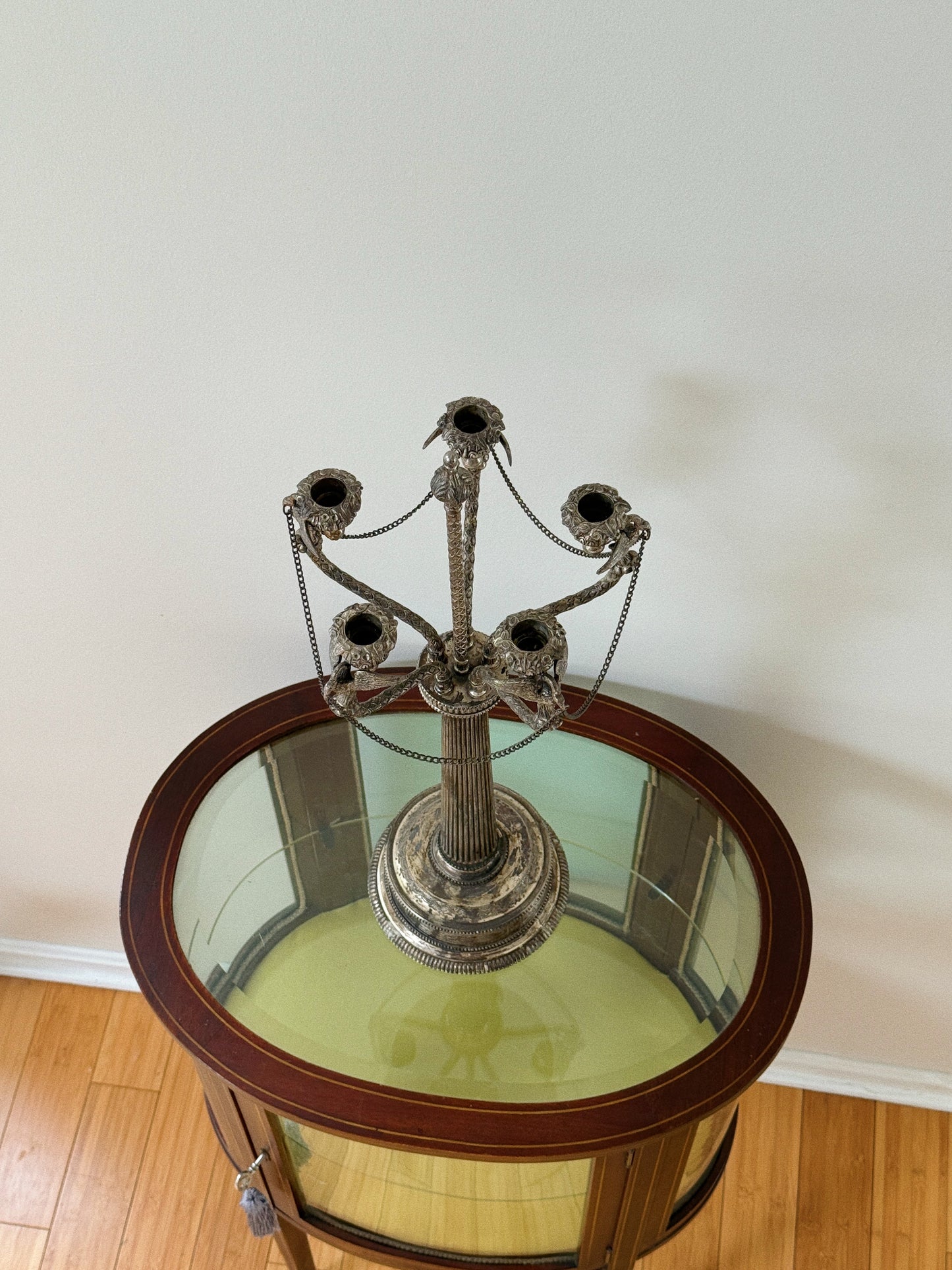 Antique Silver Plated Empire Swan Candelabra
