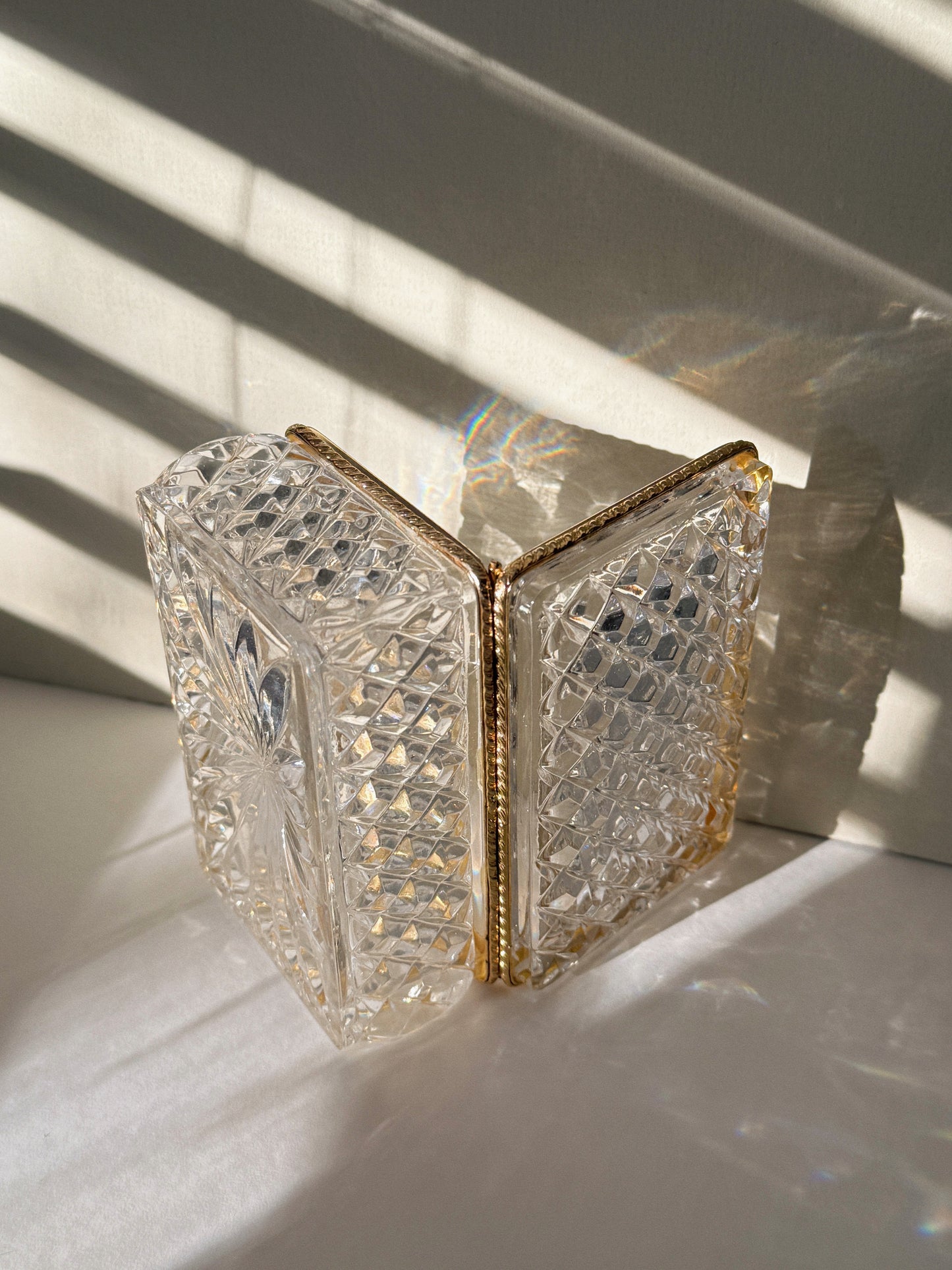 Elegant Antique Crystal Trinket Box, France