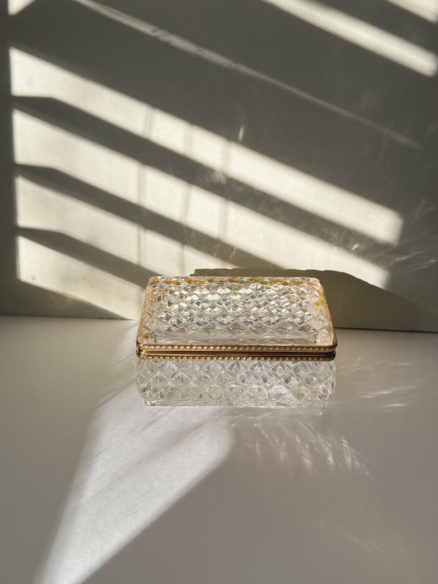 Elegant Antique Crystal Trinket Box, France