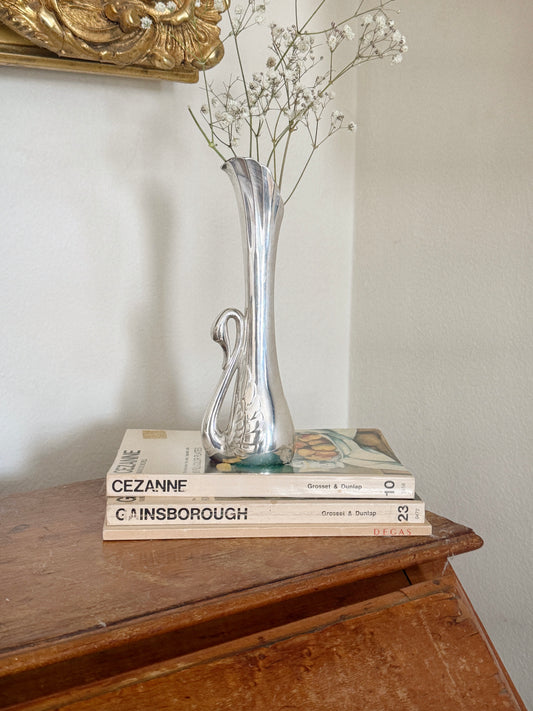 Vintage Silver Plated Swan Art Deco Vase