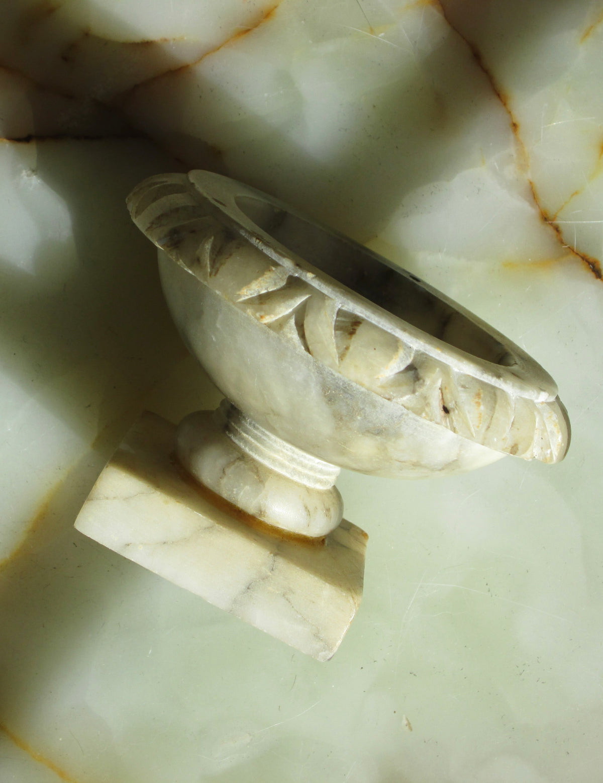 Mini Alabaster Birdbath