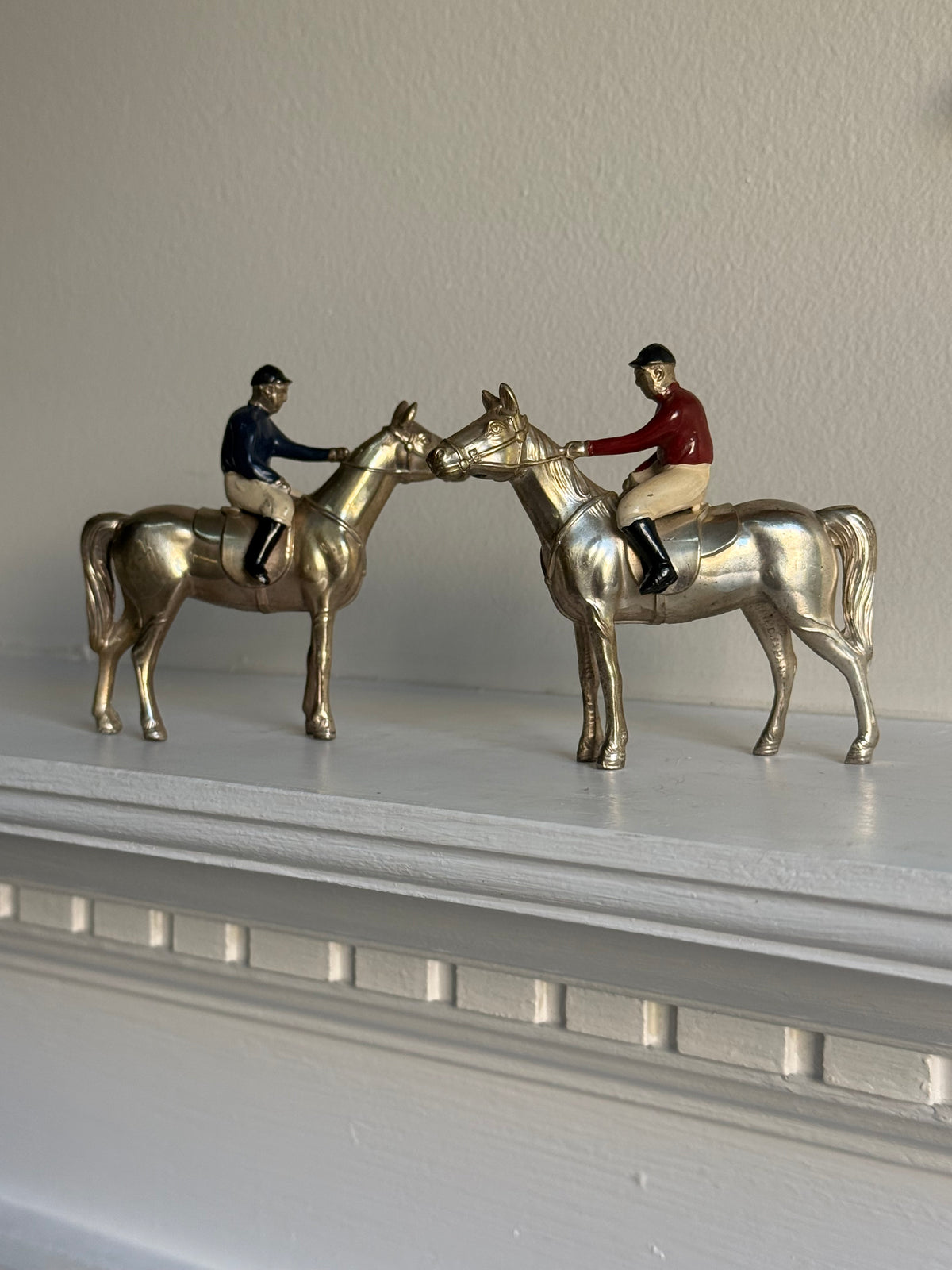 Silver Plate Horse and Jockey Figurines