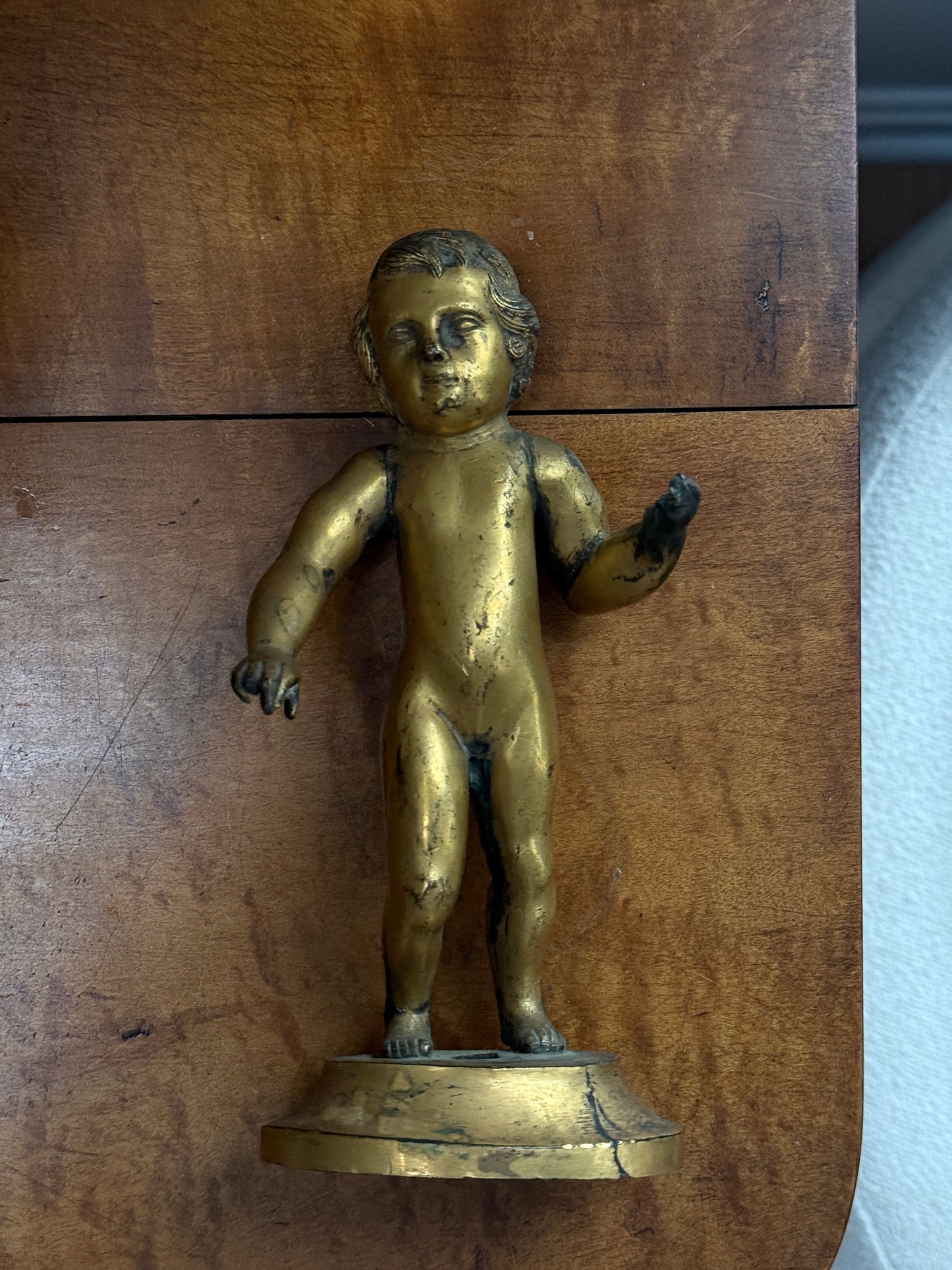 Architectural Salvage Gilt Bronze Freestanding Cherub