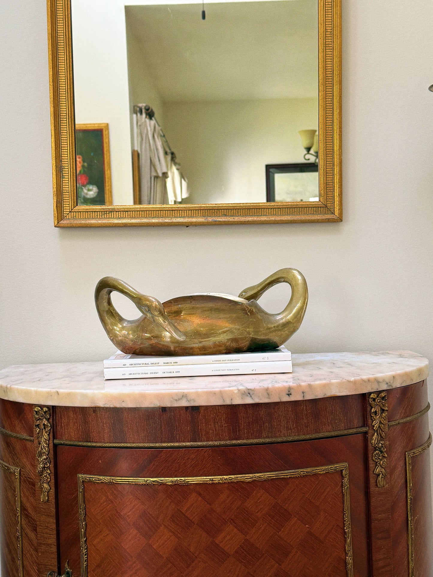 Brass Swan Head Cachepot