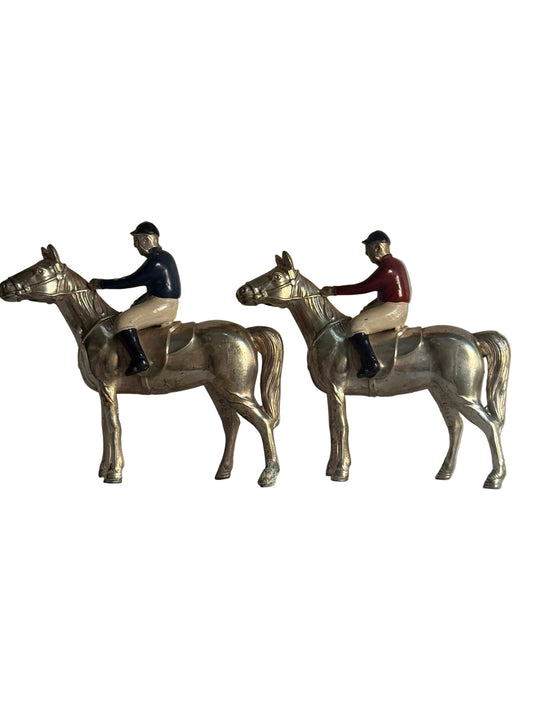 Silver Plate Horse and Jockey Figurines