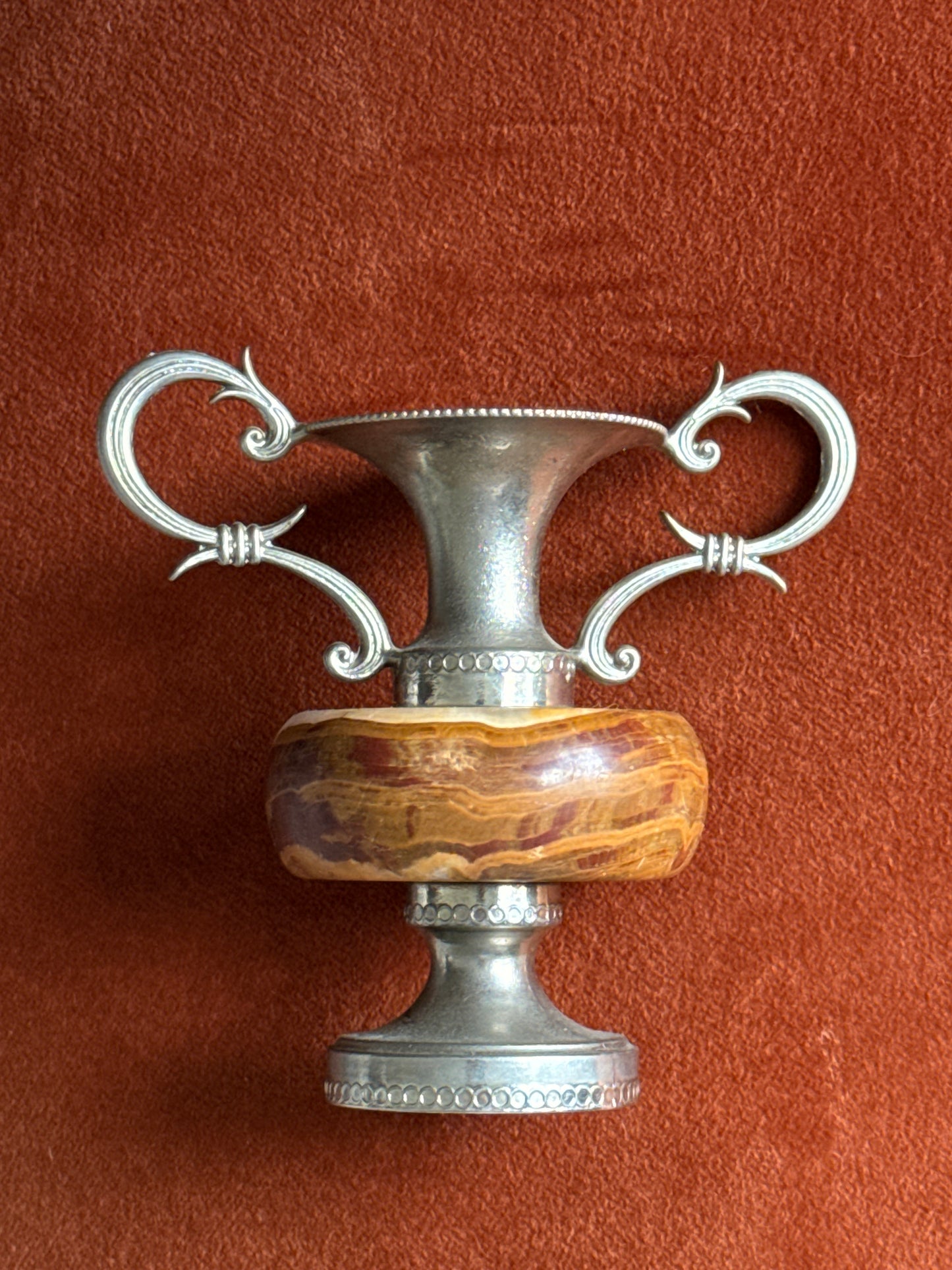 Small Onyx Bud Vase, Silver, Italy