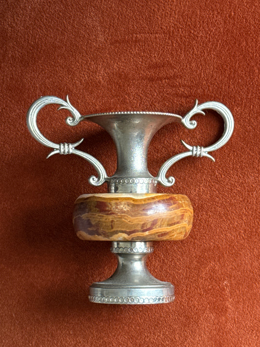 Small Onyx Bud Vase, Silver, Italy