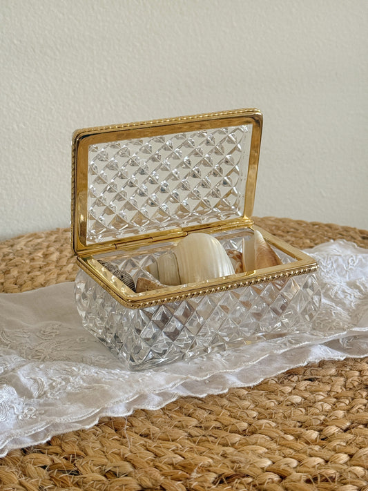 Elegant Antique Crystal Trinket Box, France