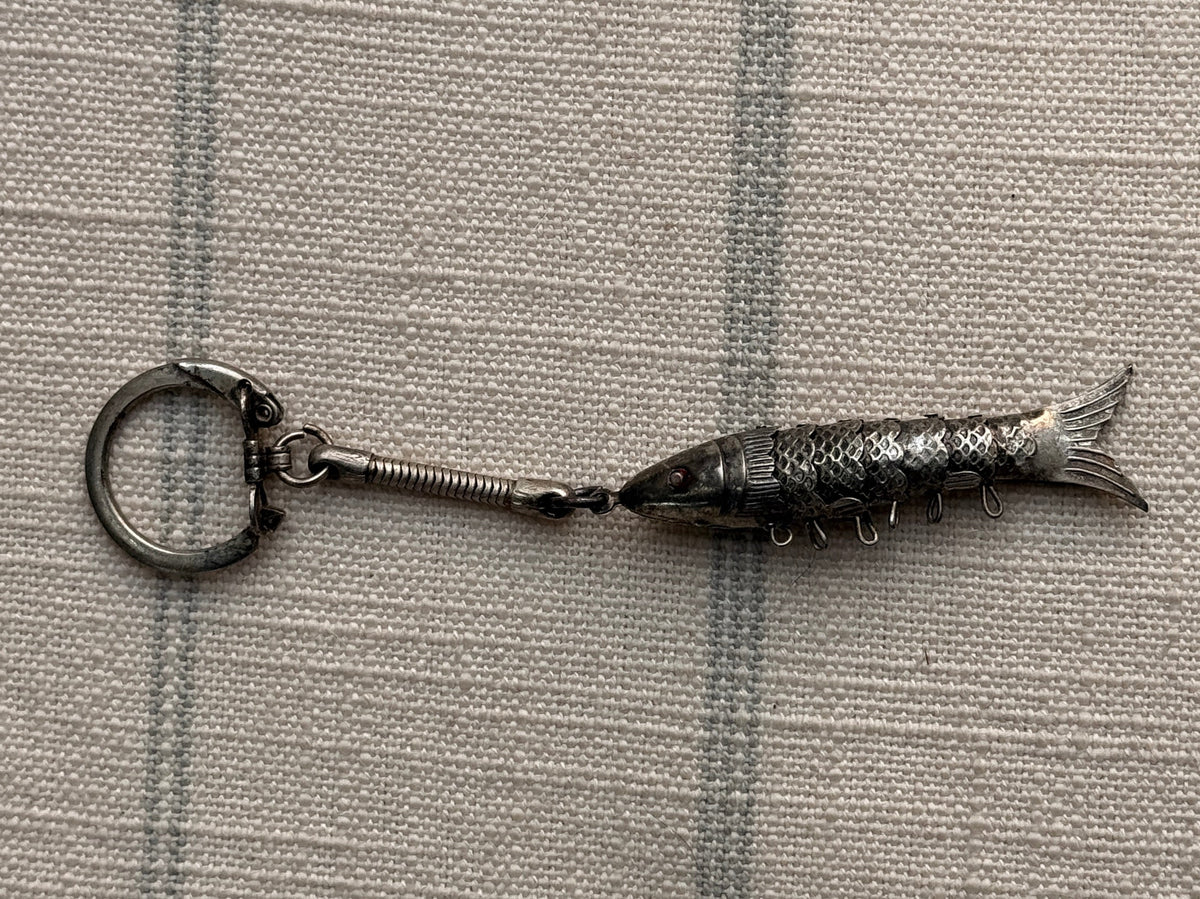 Vintage Silver Articulated Fish Bag Charm