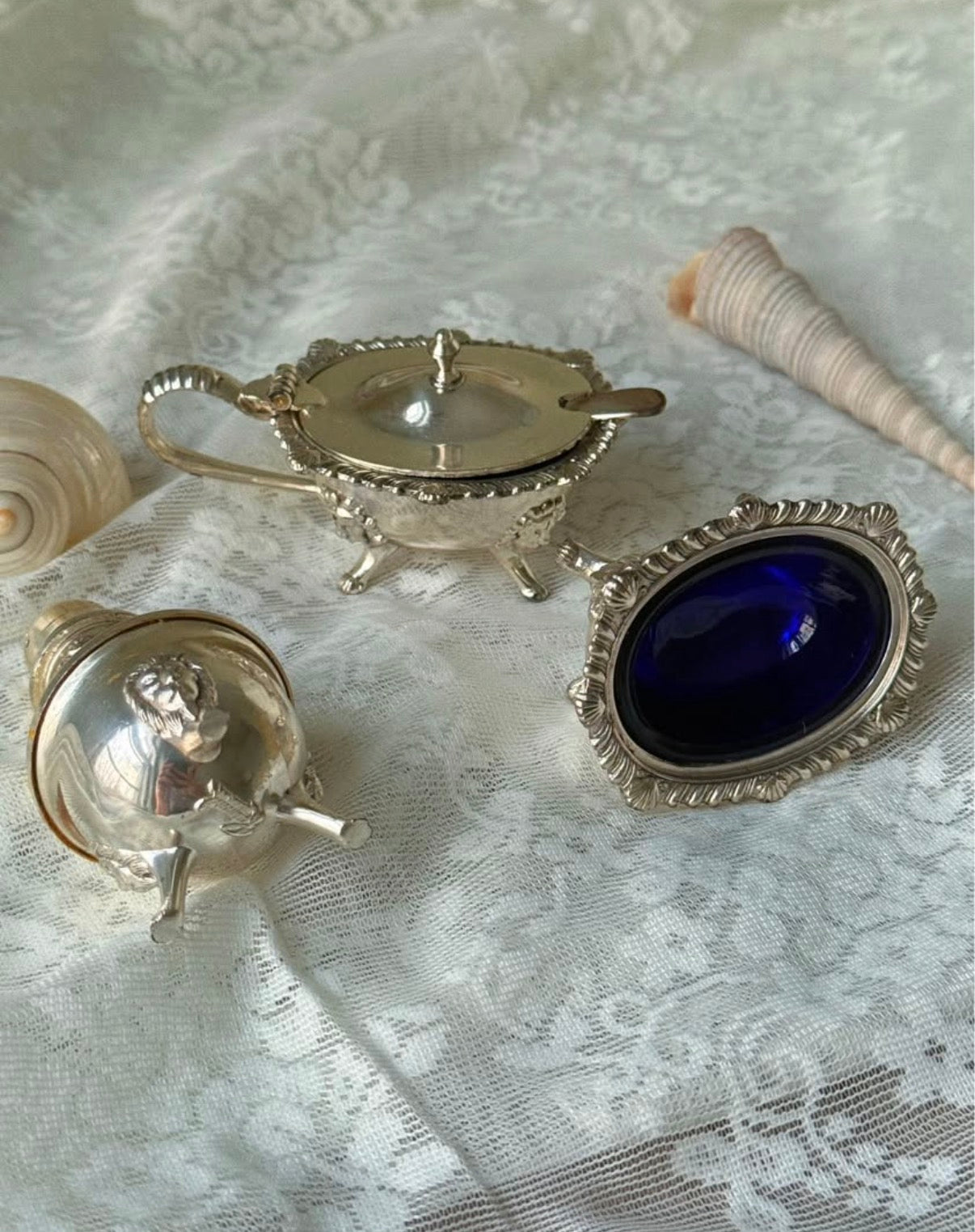 Silver Plated Vintage Salt Cellar Set
