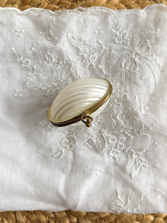 Antique Mother Of Pearl Shell Trinket Box