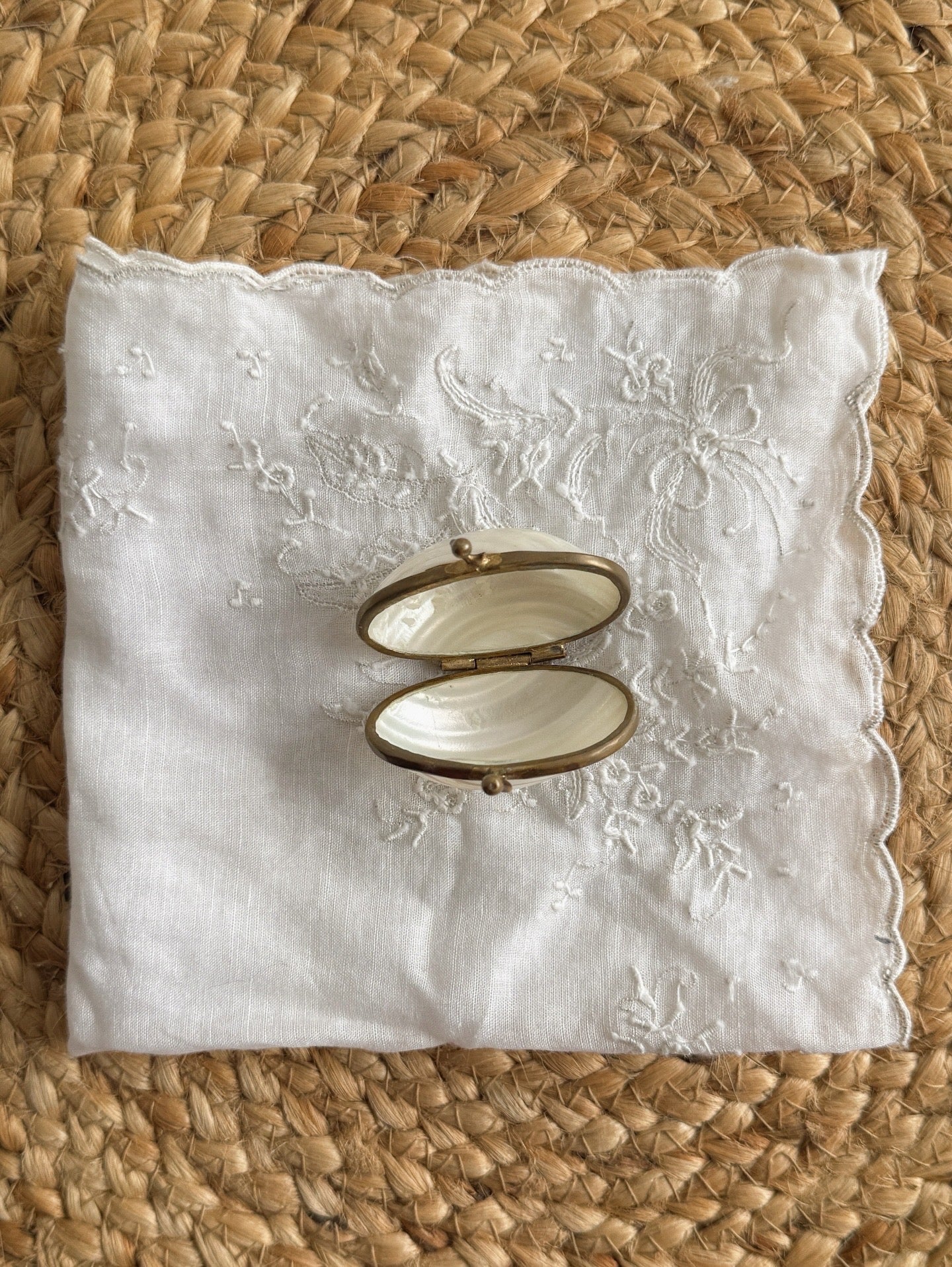 Antique Mother Of Pearl Shell Trinket Box