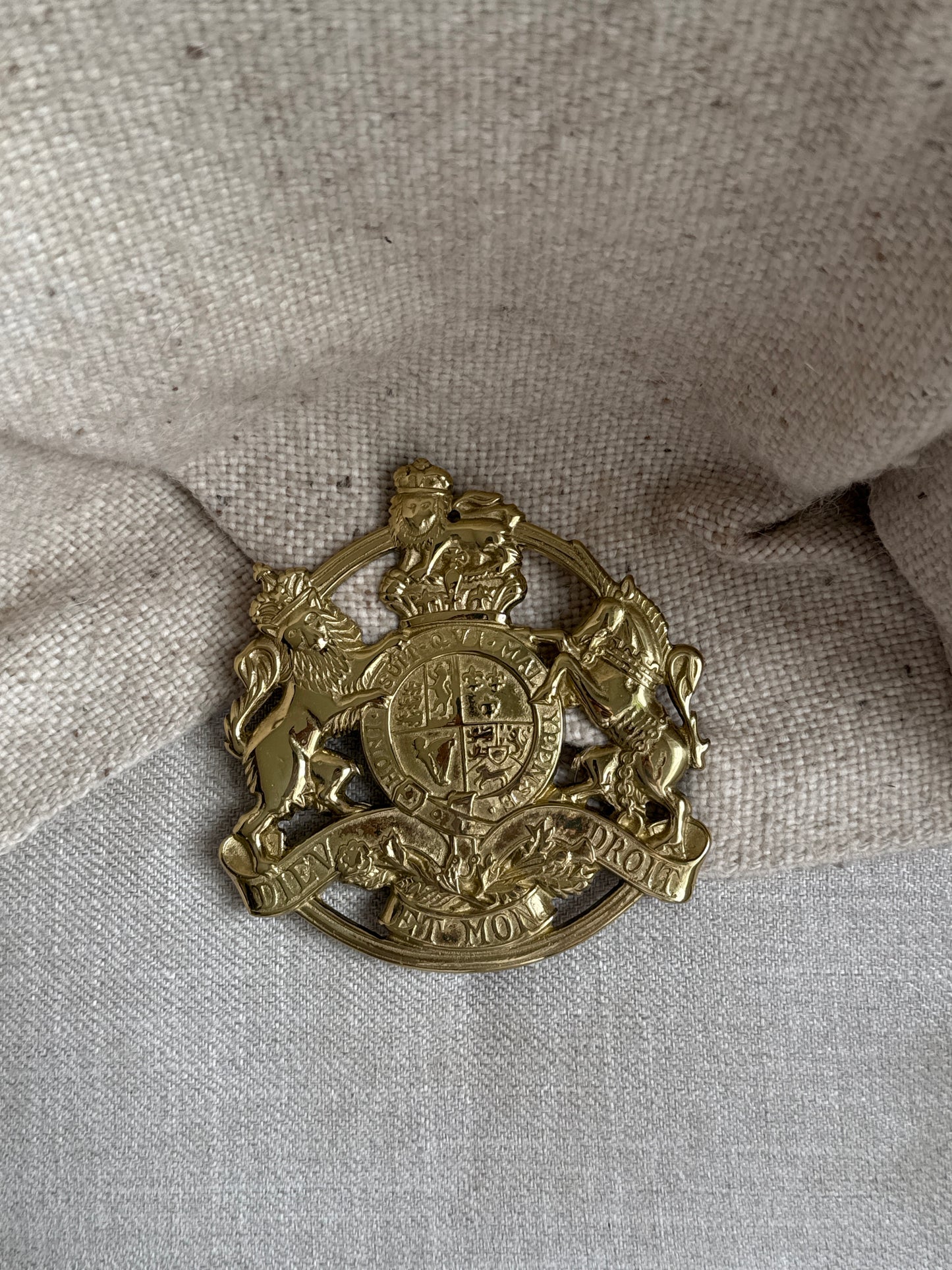 Brass Kings Arms Trivet, 1953